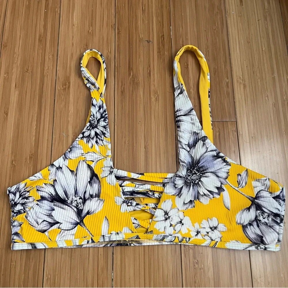 TINI BIKINI Floral Golden Yellow High Waisted Cheeky 2 Piece Bikini - Picture 4 of 12